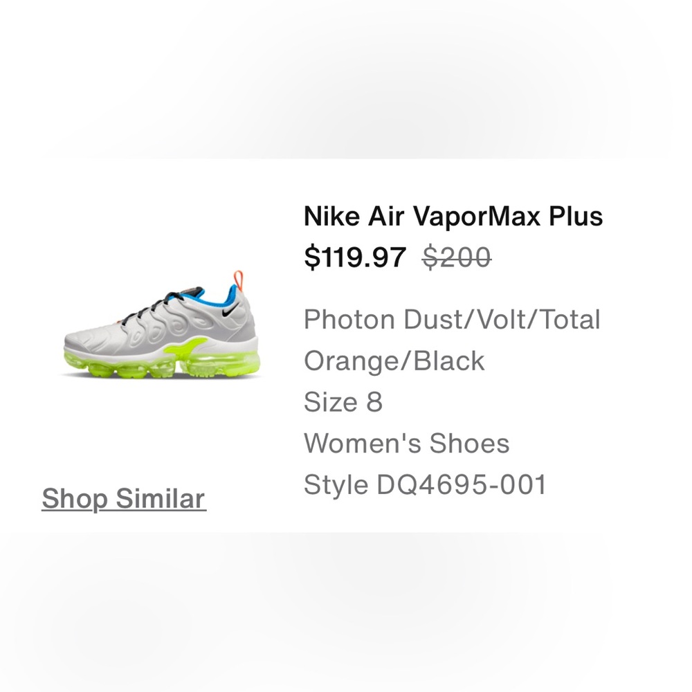 Nike Air Vapormax Plus Women’s size 8!! Worn only a few times